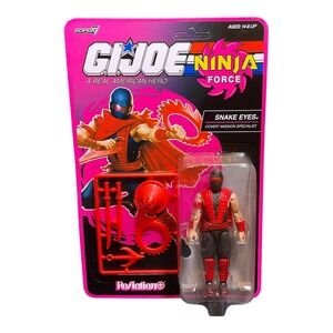 Super7 GI Joe ReAction Ninja Force Snake Eyes Red Black Action Figure Unpunched
